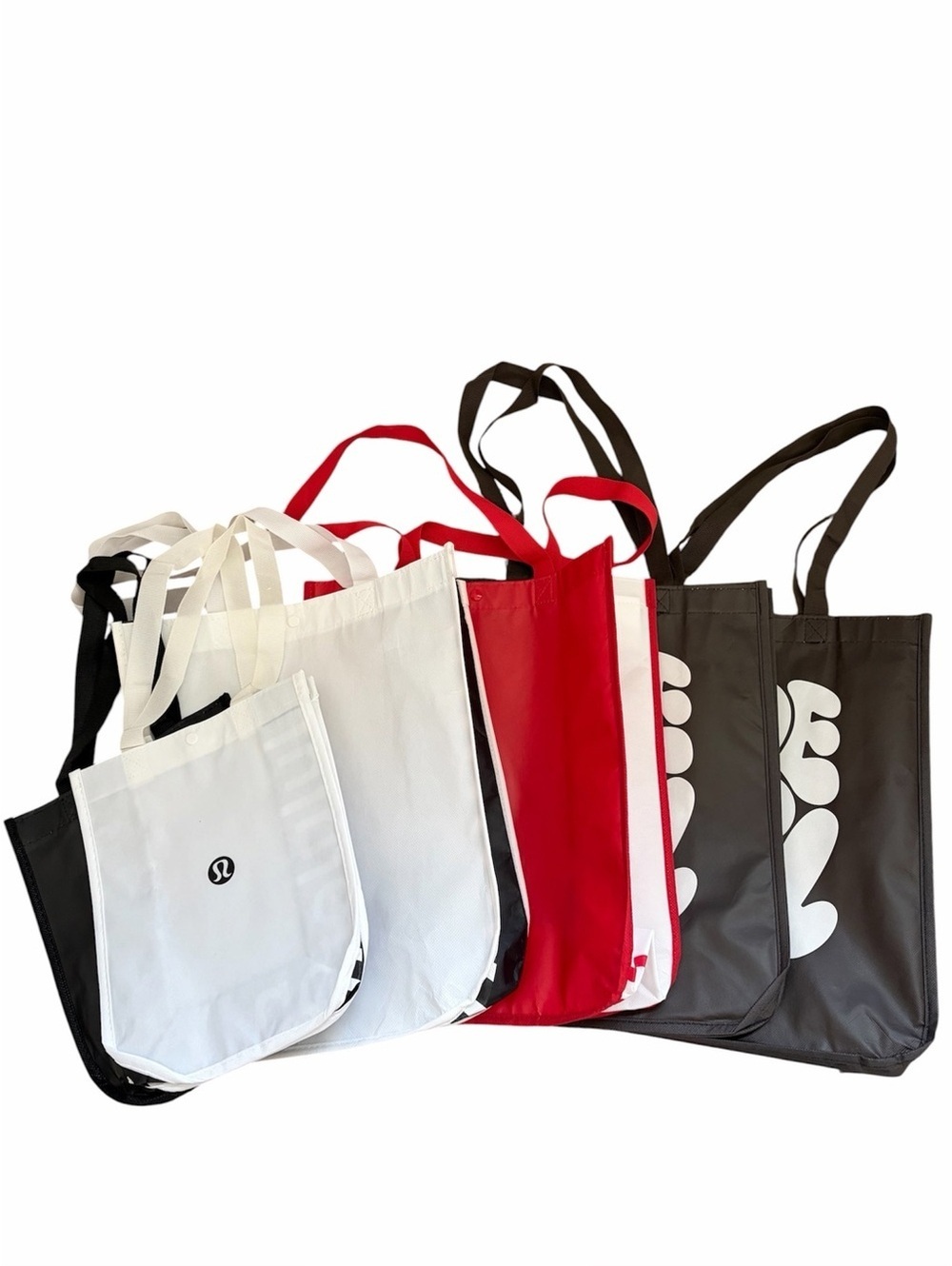 Lululemon Reusable Shopping Tote Bag Large Red Brown Small White Black Lot 6